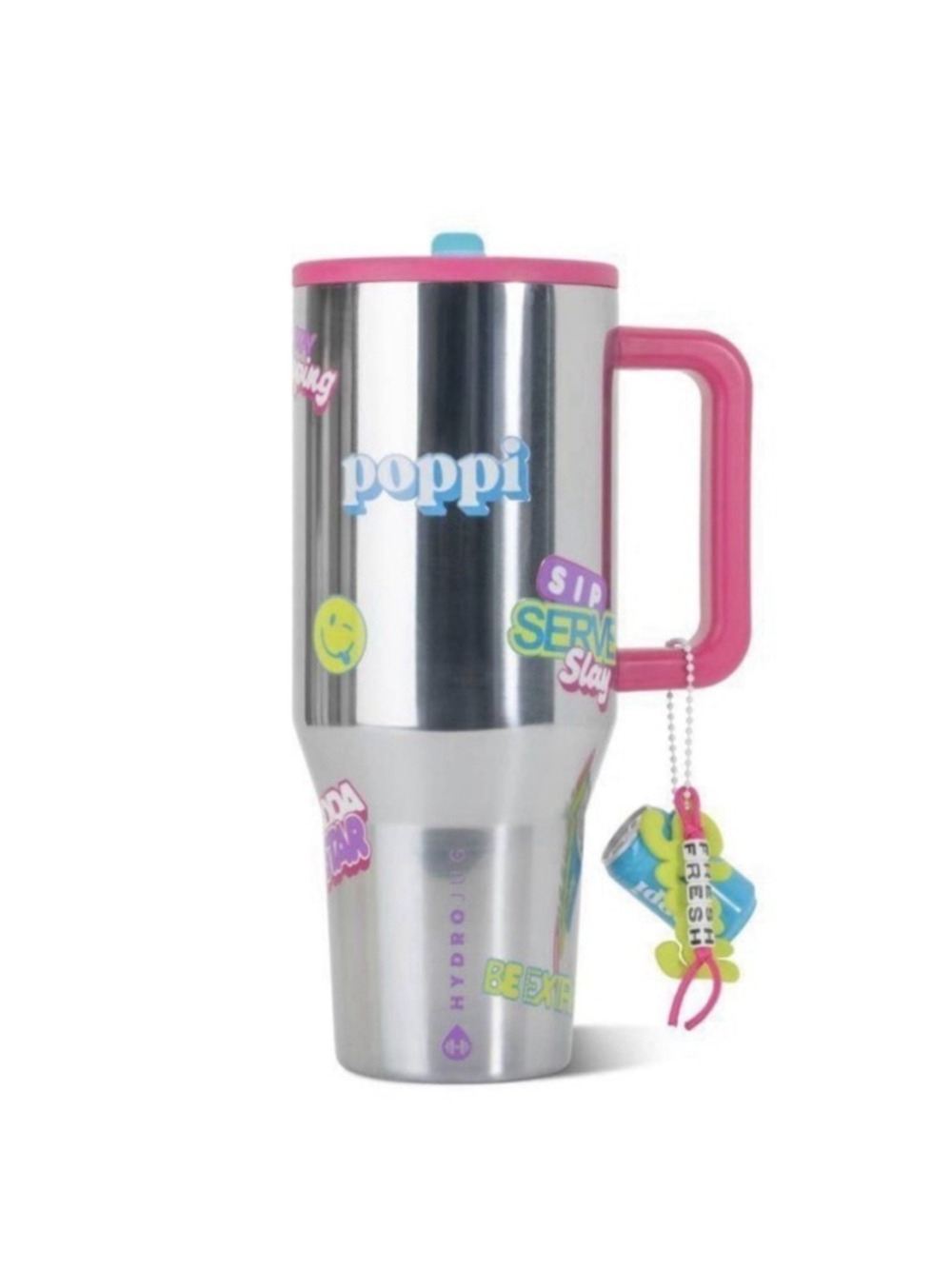 HydroJug x Poppi 40 fl oz Stainless Steel Straw Tumbler Silver Chrome